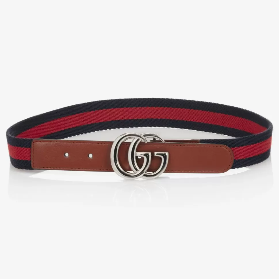 Gucci Blue & Red Web Double G Belt^BOY Clothing Accessories | Clothing Accessories