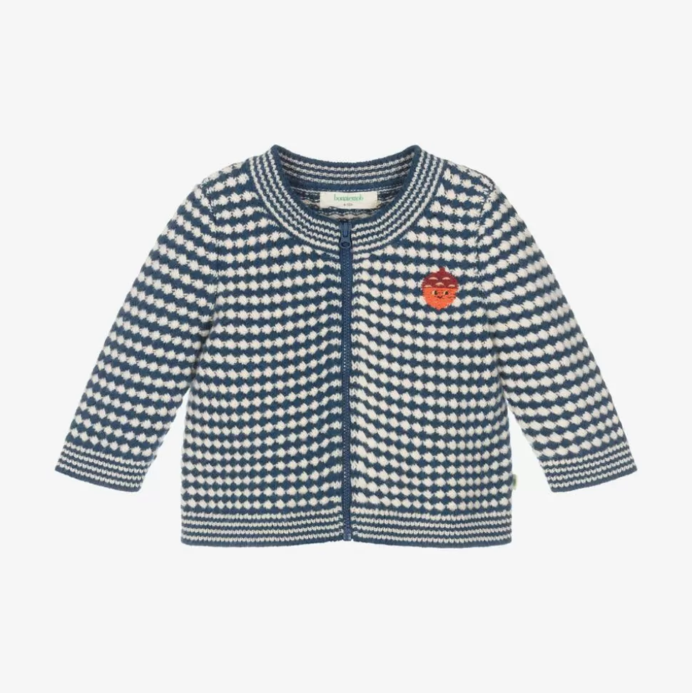 The Bonniemob Blue & White Chunky Knit Wool Cardigan^ Tops