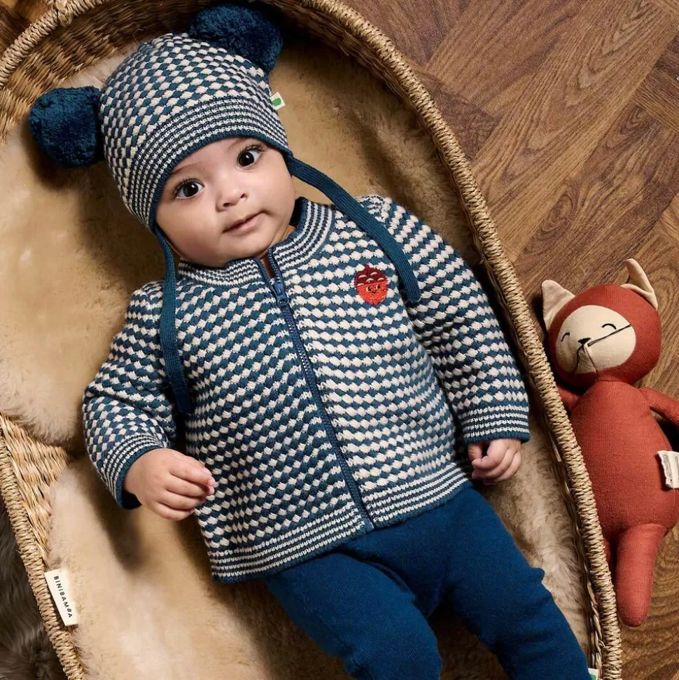 The Bonniemob Blue & White Chunky Knit Wool Cardigan^ Tops