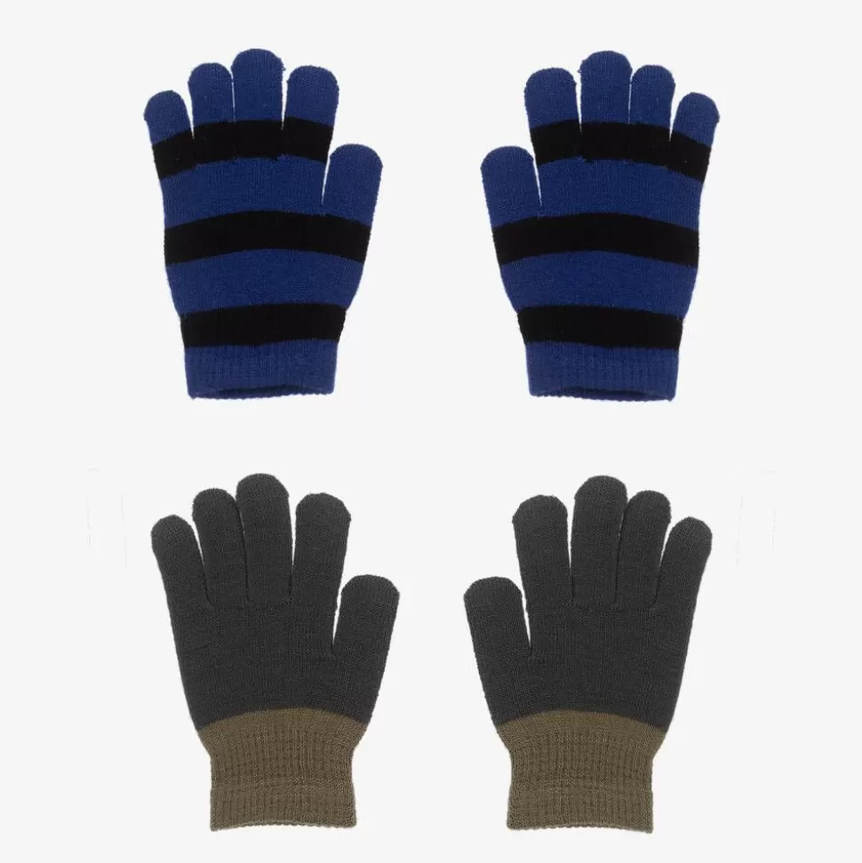 Molo Blue & Green Knitted Gloves (2 Pack)^BOY Gloves & Mittens | Gloves & Mittens