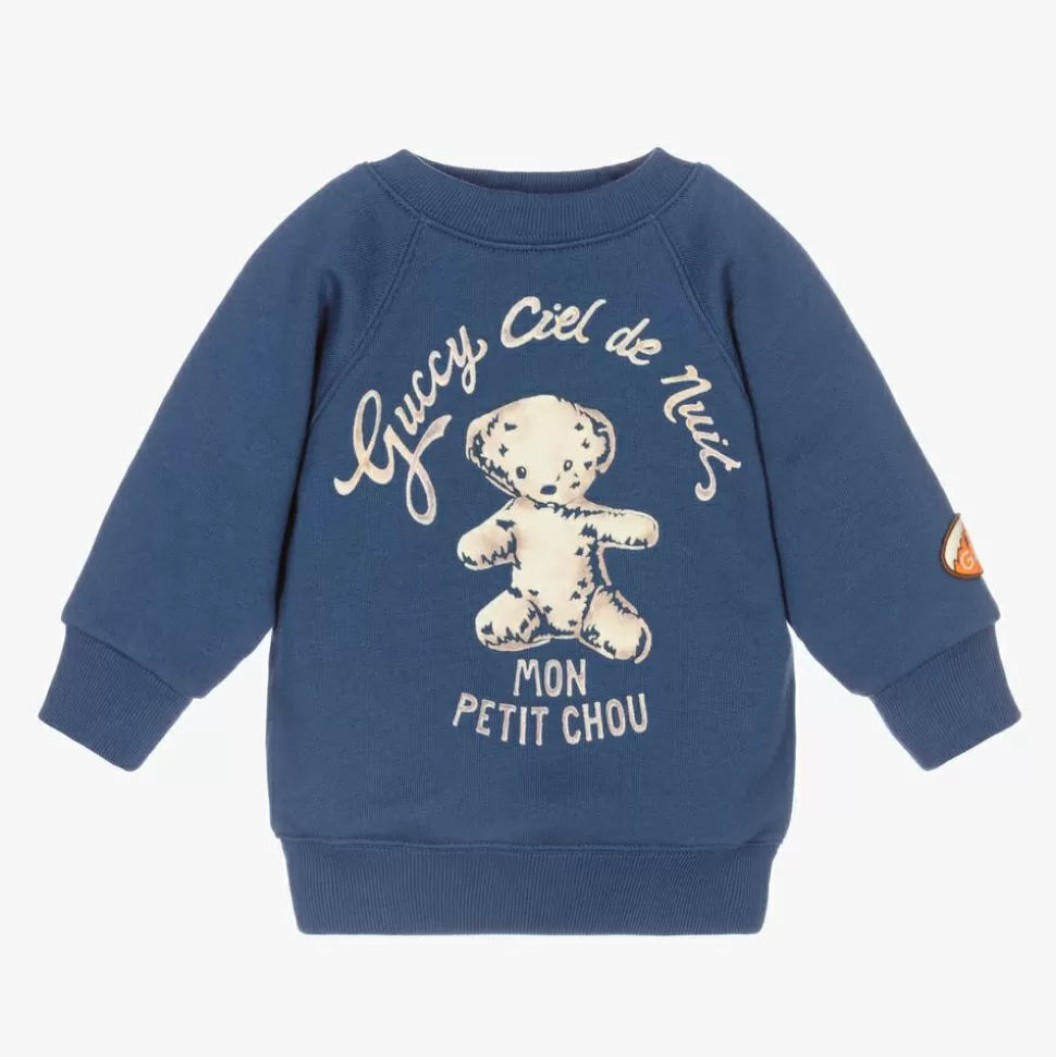 Gucci Blue Bear Logo Baby Sweatshirt^ Tops