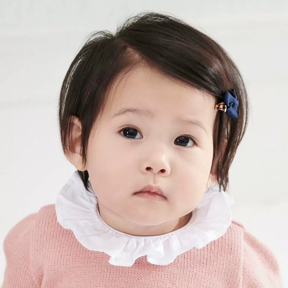 Peach Ribbons Blue Bow Hair Clip (5cm)^ Hair Accessories