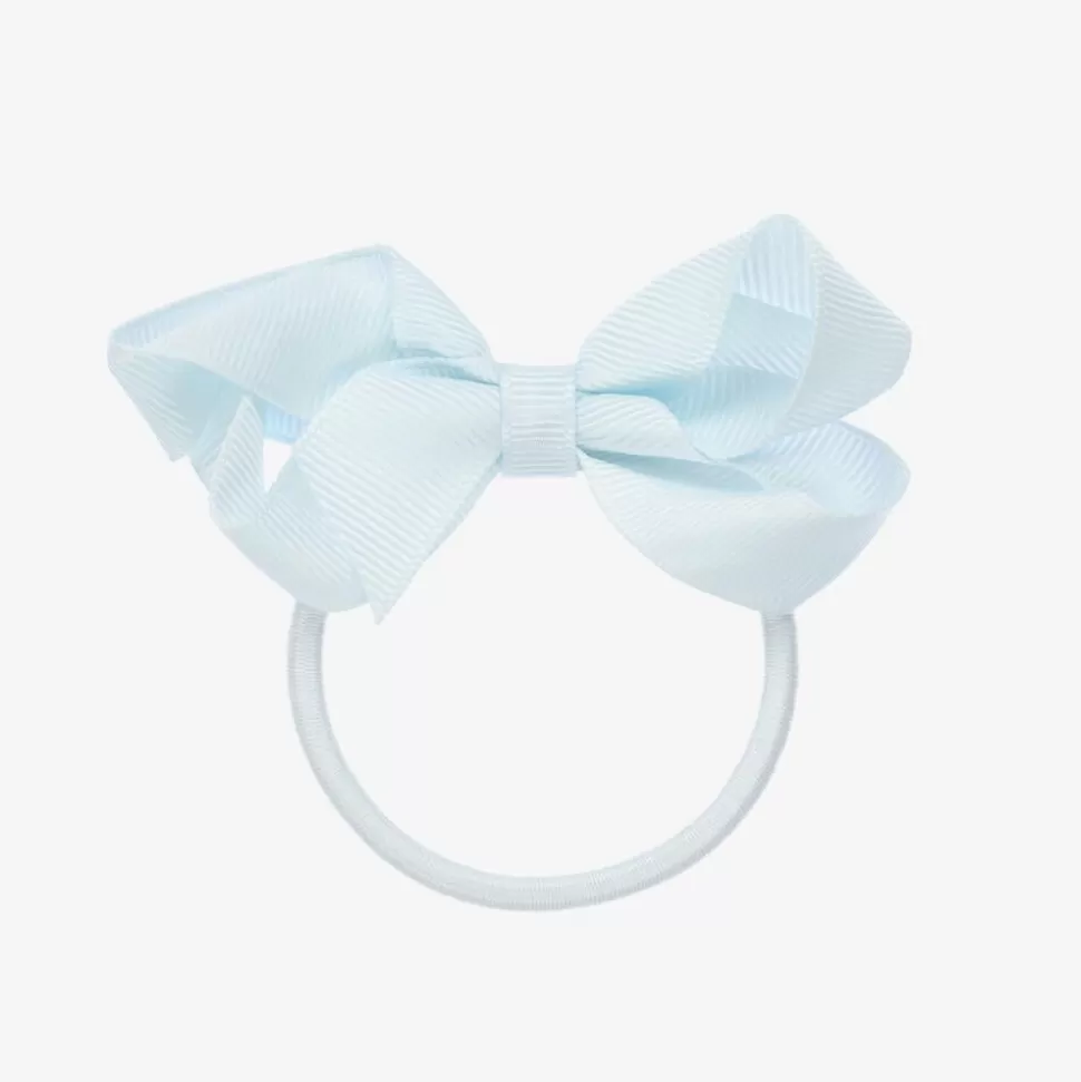 Peach Ribbons Blue Bow Hair Elastic (7cm)^ Hair Accessories