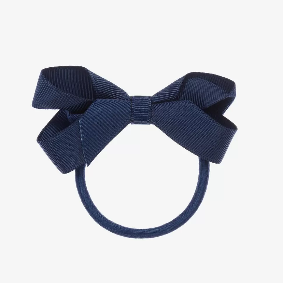 Peach Ribbons Blue Bow Hair Elastic (7cm)^ Hair Accessories
