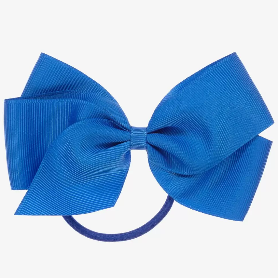 Peach Ribbons Blue Bow Hair Elastic (12cm)^ Hair Accessories