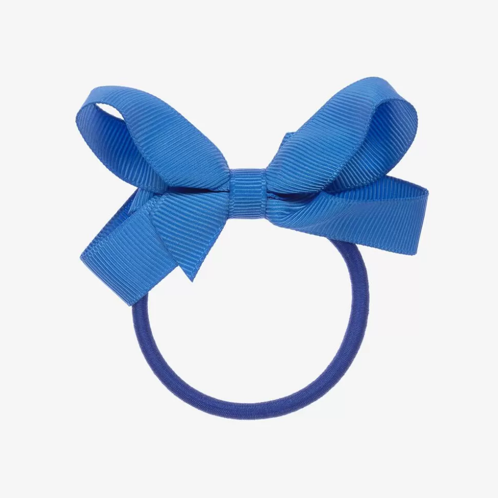 Peach Ribbons Blue Bow Hair Elastic (7cm)^ Hair Accessories