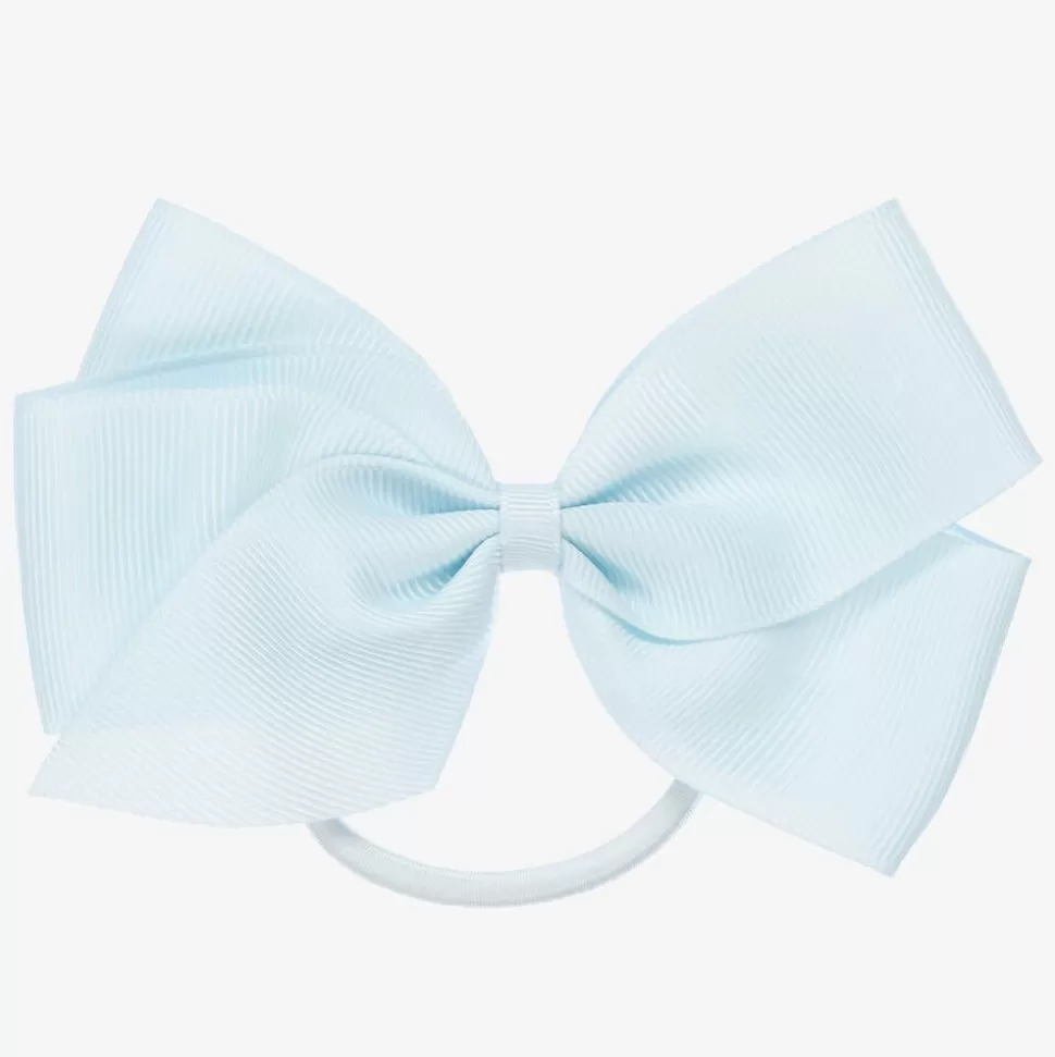 Peach Ribbons Blue Bow Hair Elastic (12cm)^ Hair Accessories