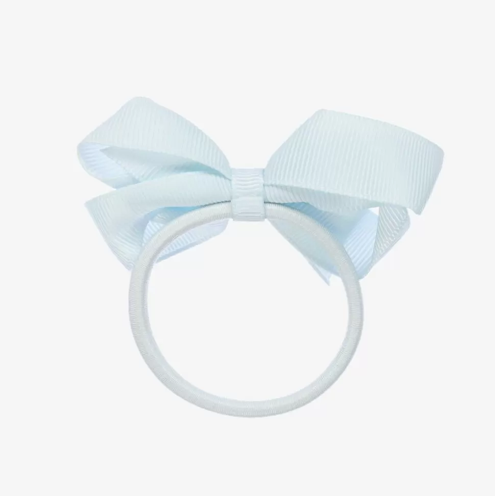 Peach Ribbons Blue Bow Hair Elastic (7cm)^ Hair Accessories