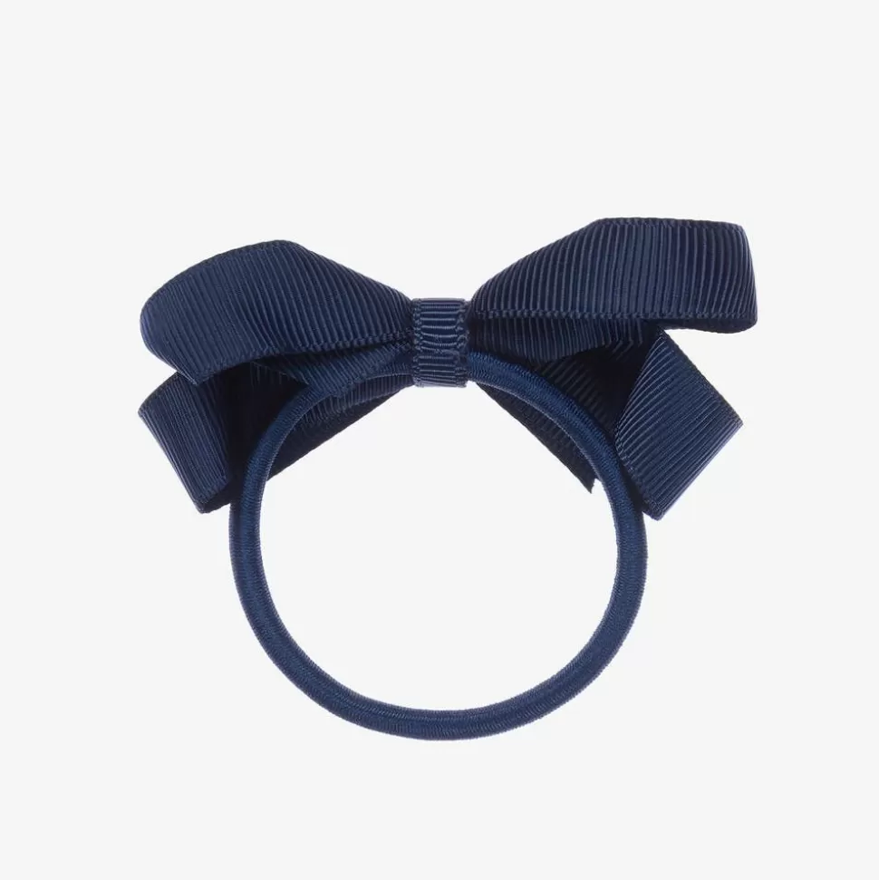 Peach Ribbons Blue Bow Hair Elastic (7cm)^ Hair Accessories