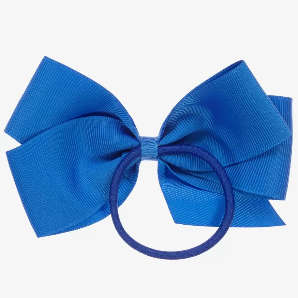 Peach Ribbons Blue Bow Hair Elastic (12cm)^ Hair Accessories