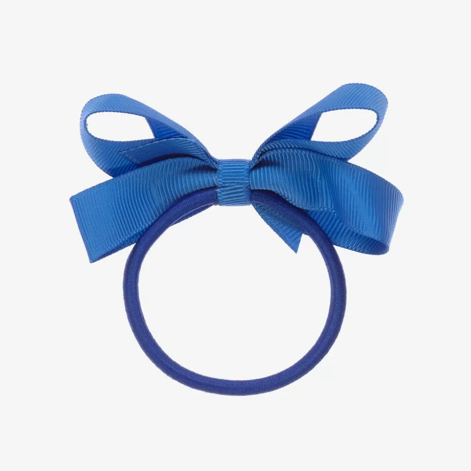 Peach Ribbons Blue Bow Hair Elastic (7cm)^ Hair Accessories