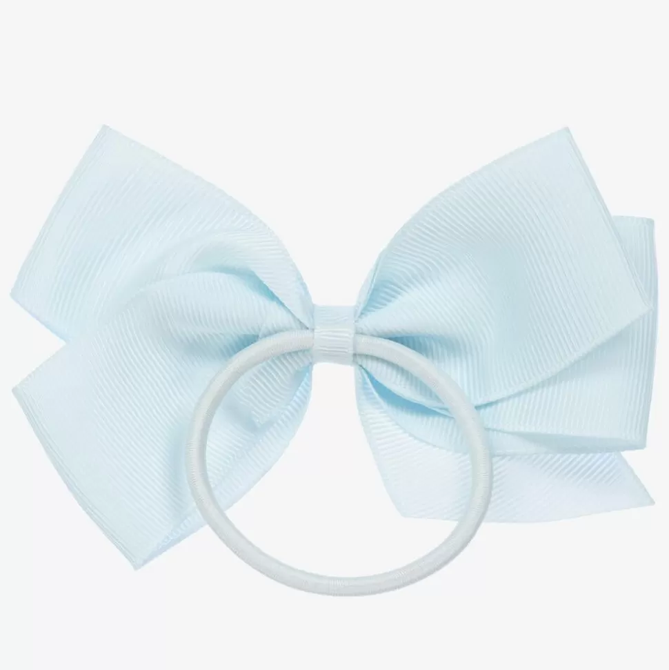 Peach Ribbons Blue Bow Hair Elastic (12cm)^ Hair Accessories