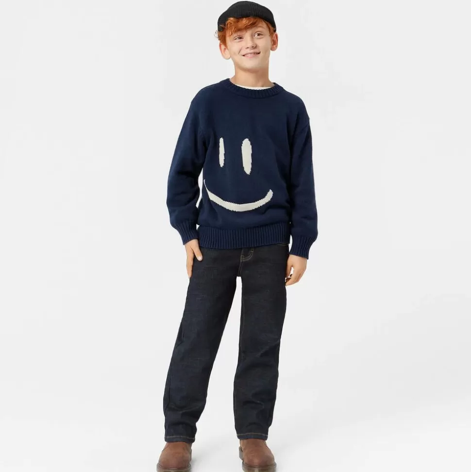 Molo Blue Cotton & Wool Smile Sweater^BOY Tops | Tops