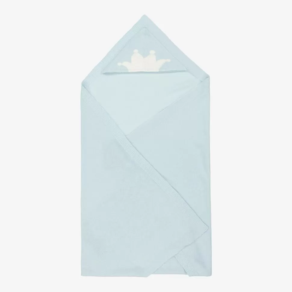 Marie-Chantal Blue Cotton & Cashmere Hooded Blanket (95cm)^ Blankets & Shawls