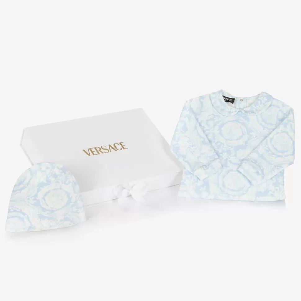 Versace Blue Cotton Babysuit & Hat Set^ Gifts | Babysuits