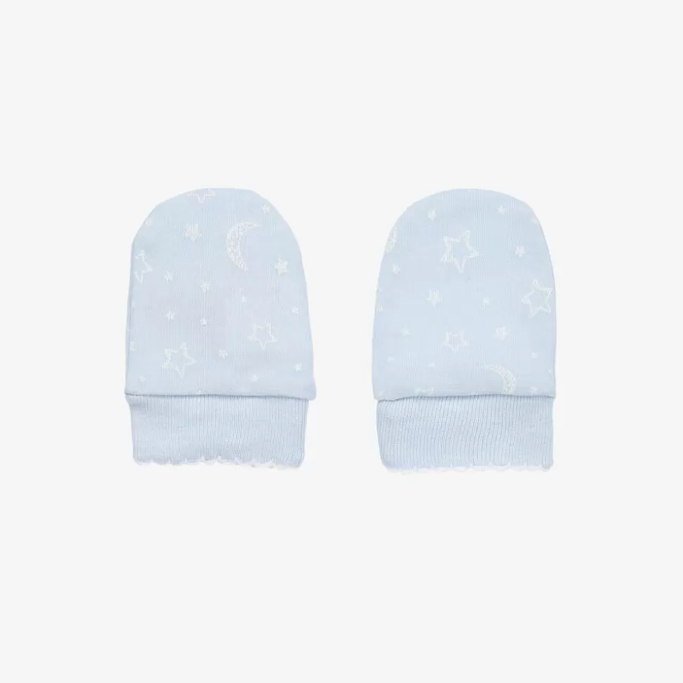 Kissy Kissy Blue Cotton Crescent Moonlight Scratch Mittens^ Gifts | Gloves & Mittens