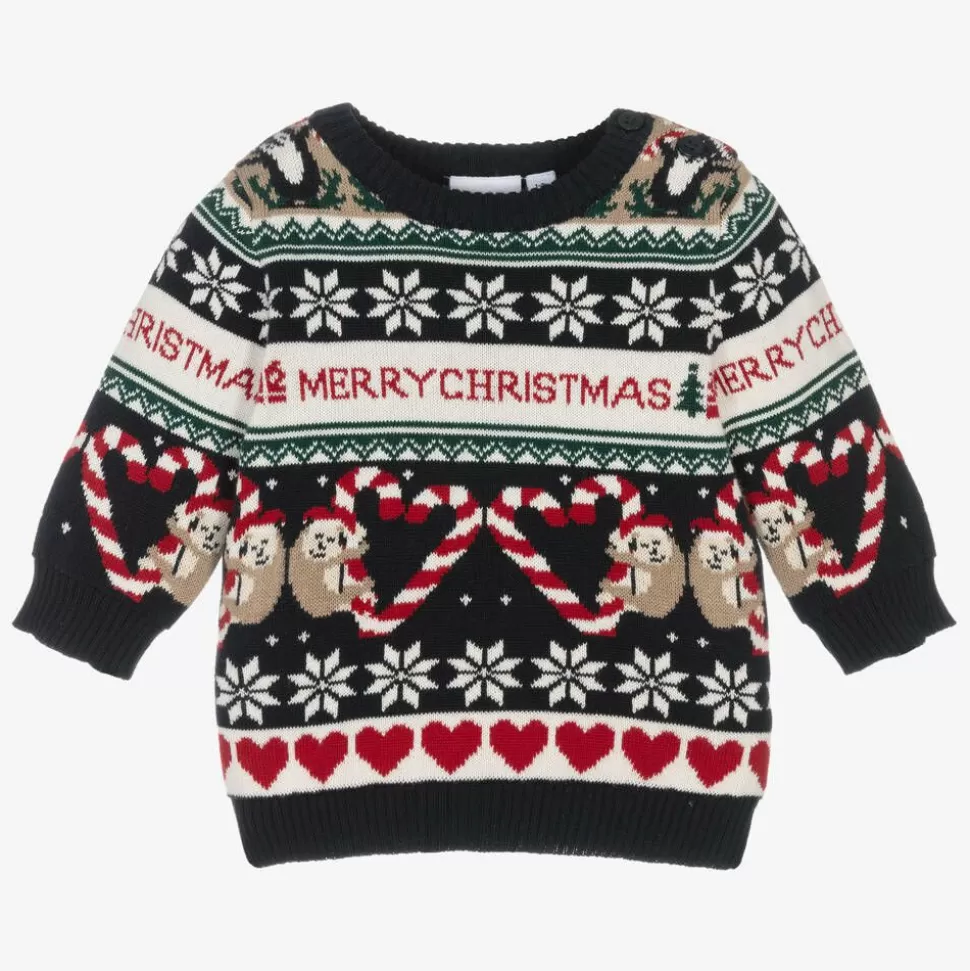 NAME IT Blue Cotton Fair Isle Christmas Jumper^ Tops