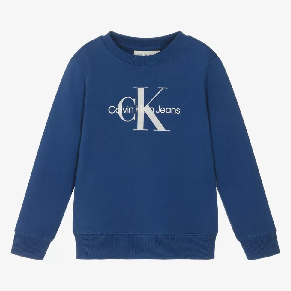 Calvin Klein Blue Cotton Monogram Sweatshirt^BOY Tops