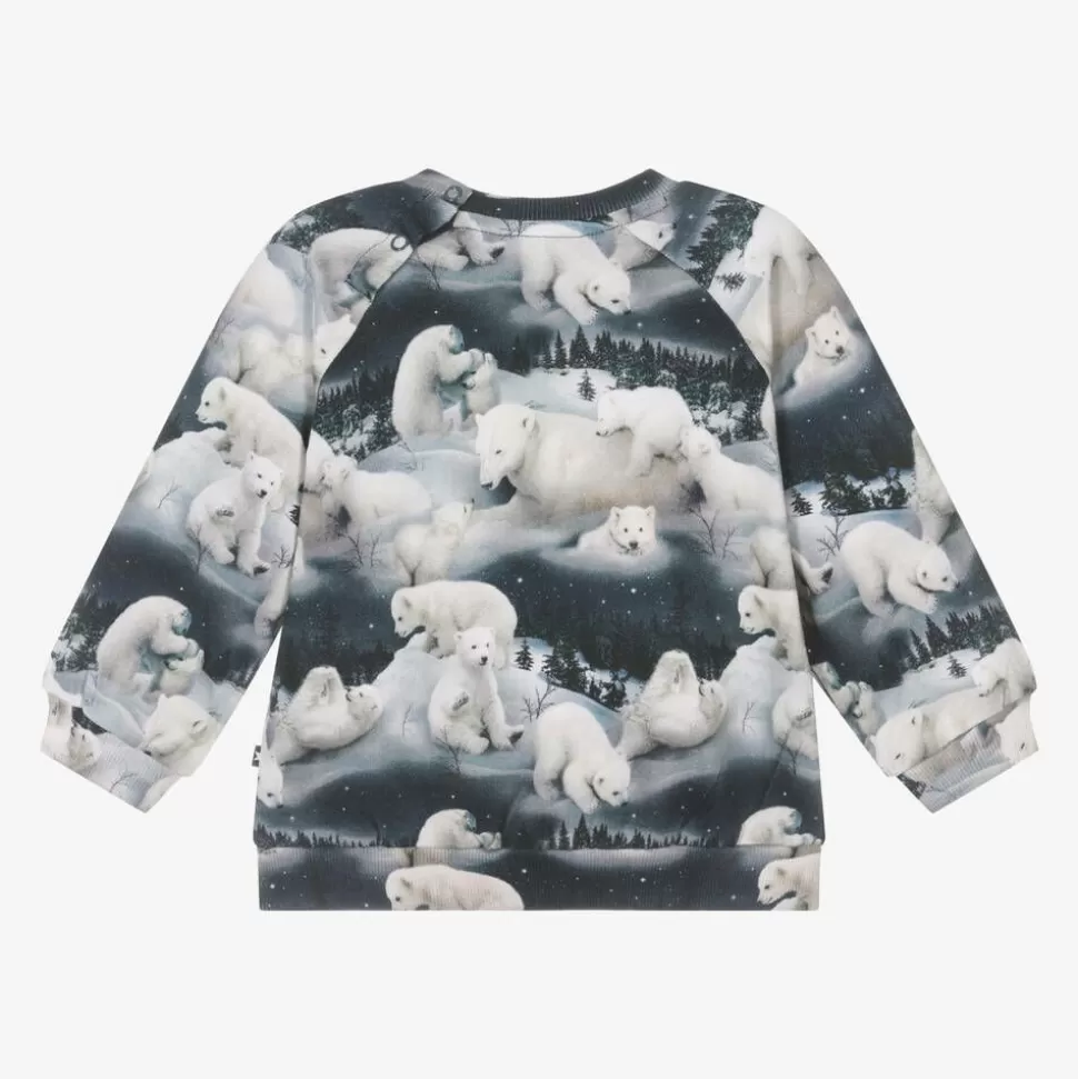 Molo Blue Cotton Polar Bears Sweatshirt^BOY Tops | Tops