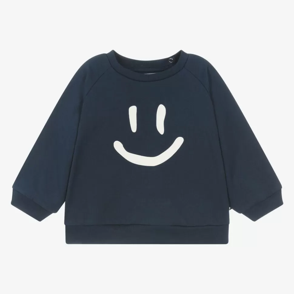 Molo Blue Cotton Smile Sweatshirt^BOY Tops | Tops