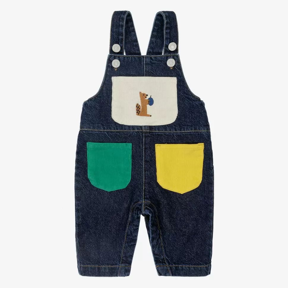 Bobo Choses Blue Denim Colourblock Dungarees^ Trousers