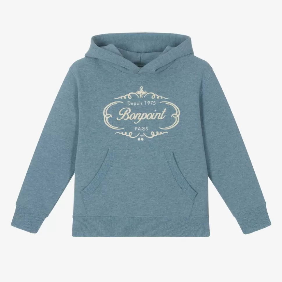 Bonpoint Blue Embroidered Hoodie^ Tops