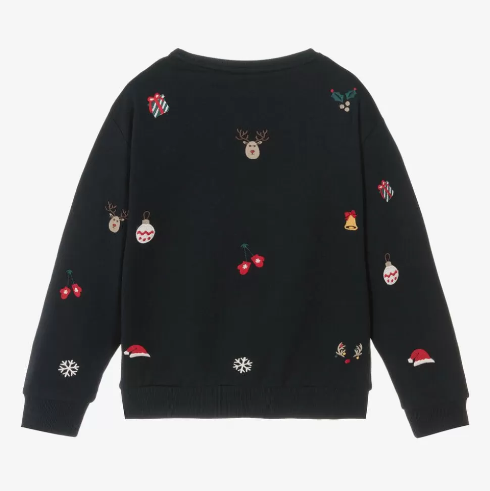 NAME IT Blue Festive Cotton Sweatshirt^ Tops