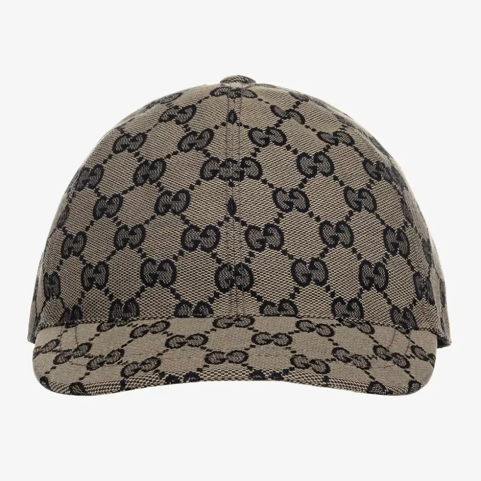 Gucci Blue GG Logo Canvas Cap^ Hats
