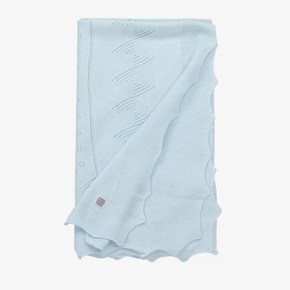 Minutus Blue Knitted Baby Shawl (105cm)^ Blankets & Shawls