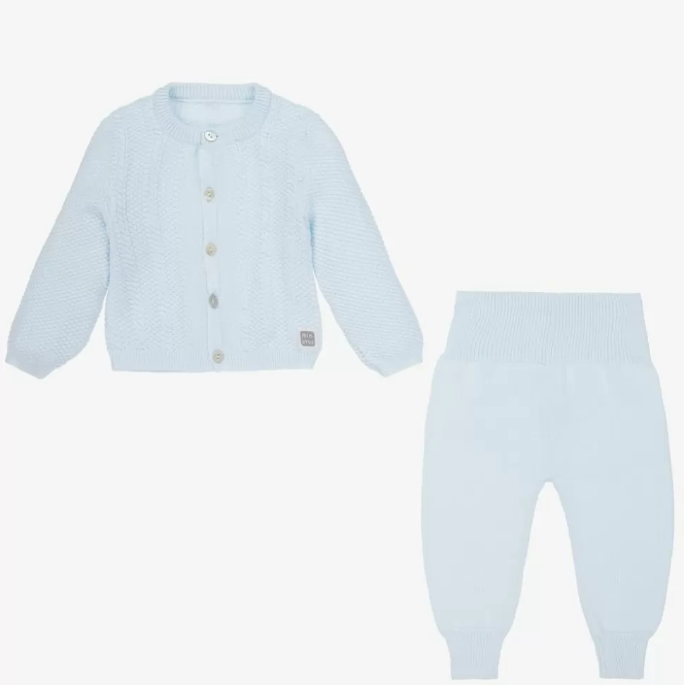 Minutus Blue Knitted Baby Trouser Set^ Outfit Sets