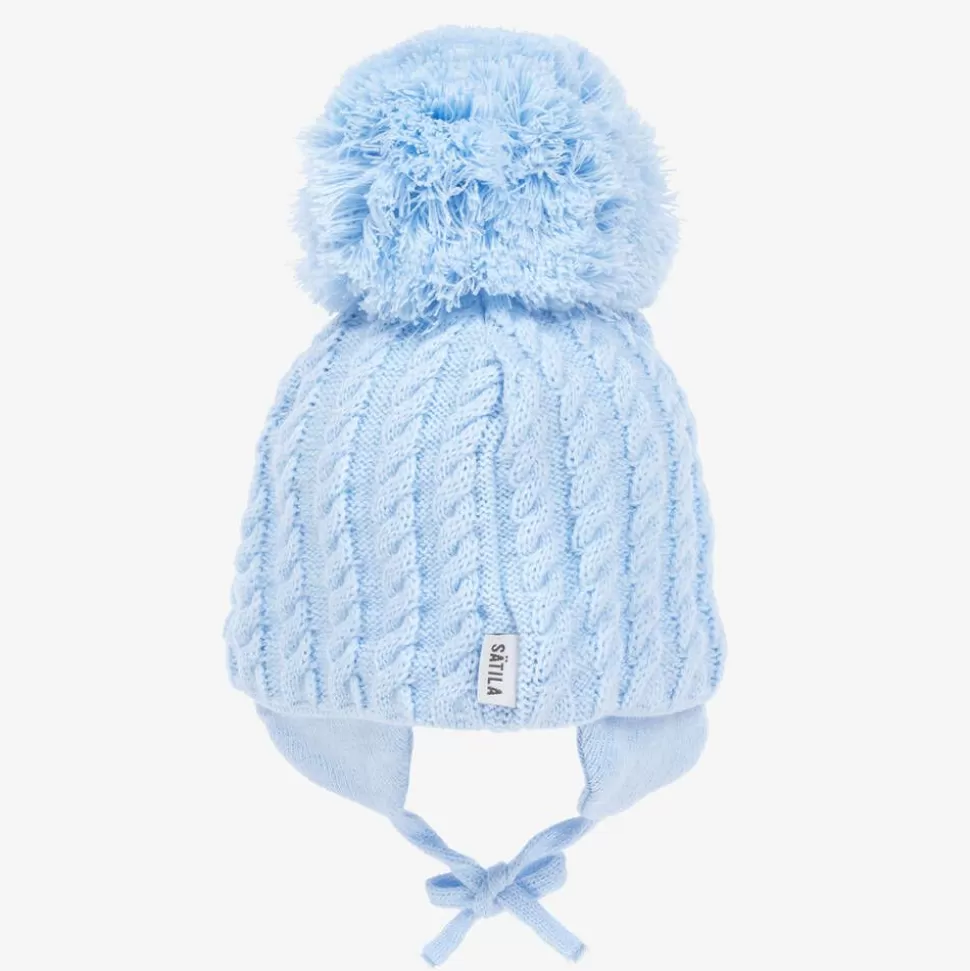 Sätila of Sweden Blue Laura Knitted Giant Pom-Pom Beanie^ Hats