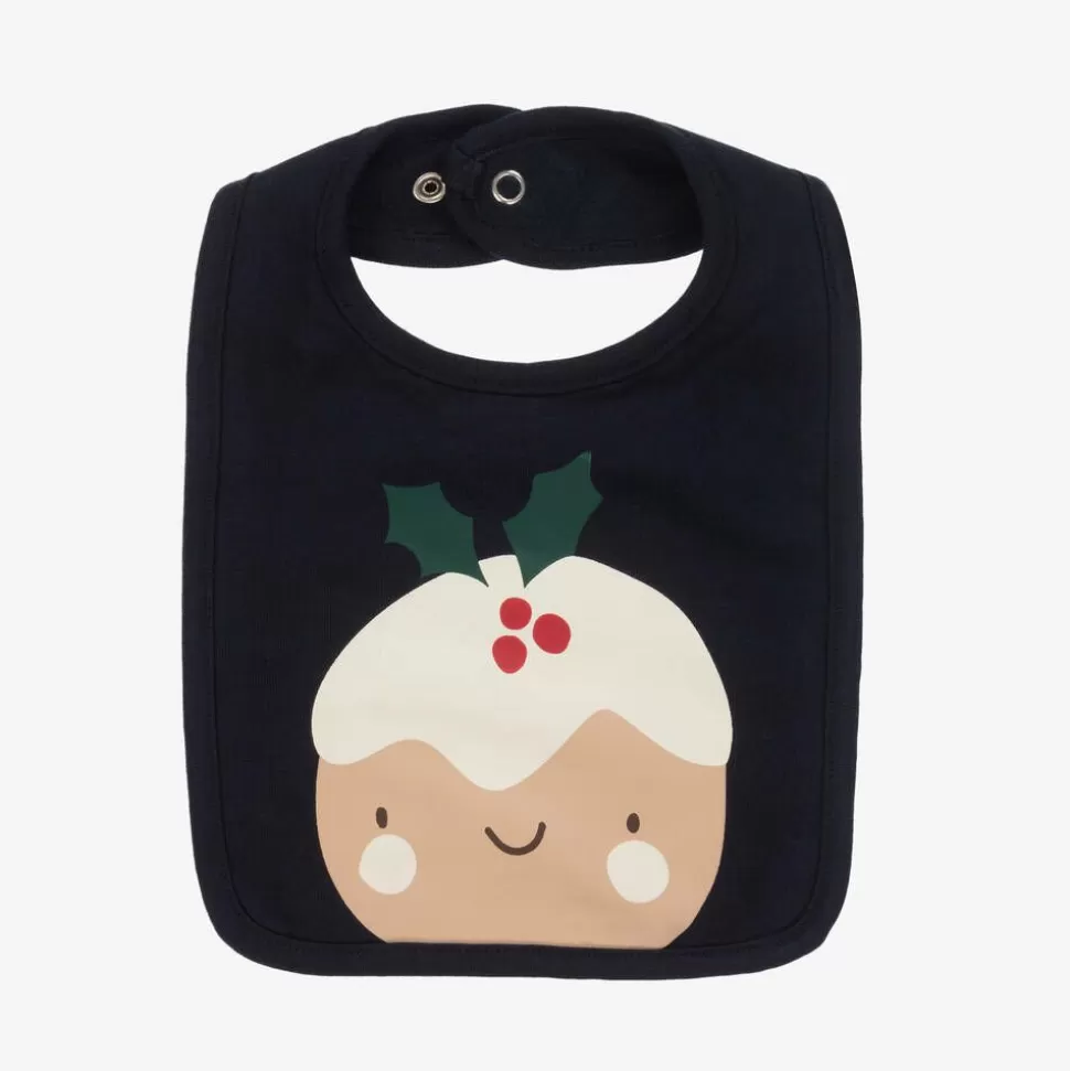 NAME IT Blue Organic Cotton Festive Motif Bib^ Feeding Accessories