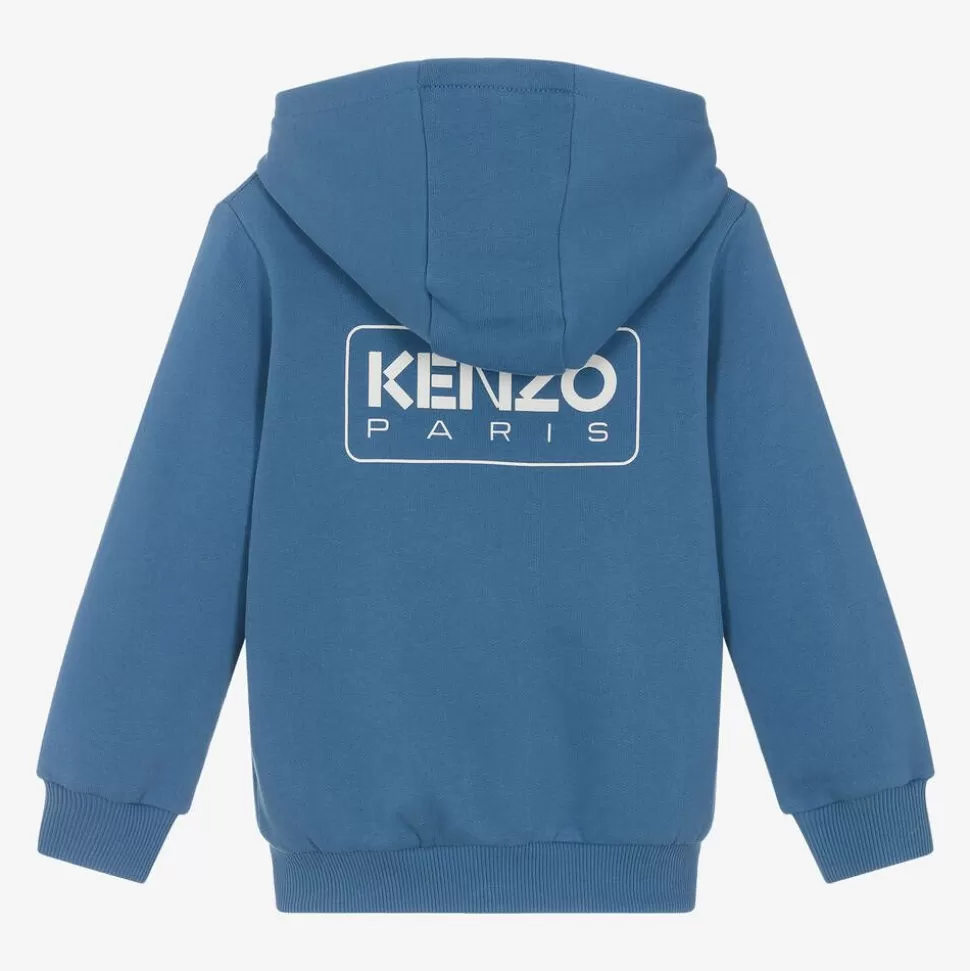 KENZO KIDS Blue Organic Cotton Zip-Up Top^ Tops