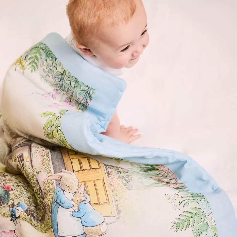 Peter Rabbit™ by Childrensalon Blue Padded Linen & Cotton Blanket (95cm)^ Blankets & Shawls