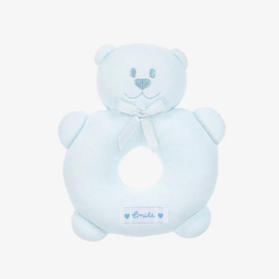 Emile et Rose Blue Plush Bear Rattle Toy (14cm)^ Toys | Sleeping Accessories