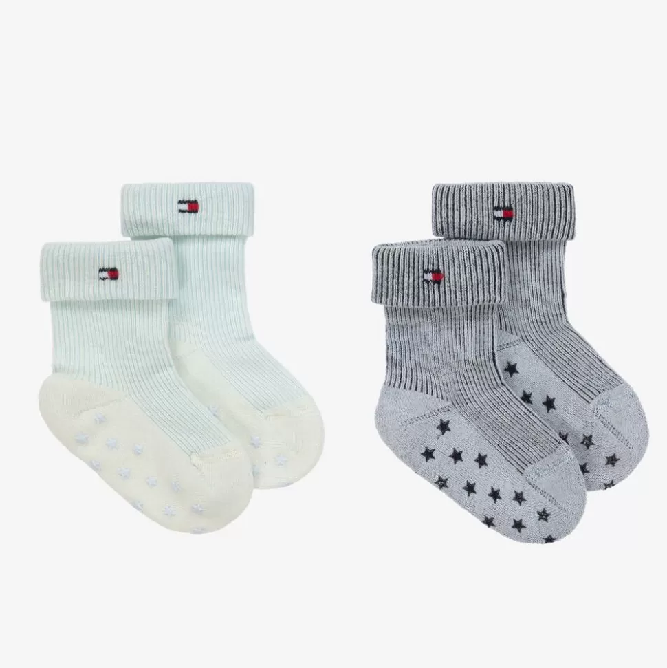 Tommy Hilfiger Blue Ribbed Cotton Baby Socks (2 Pack)^BOY Socks | Socks