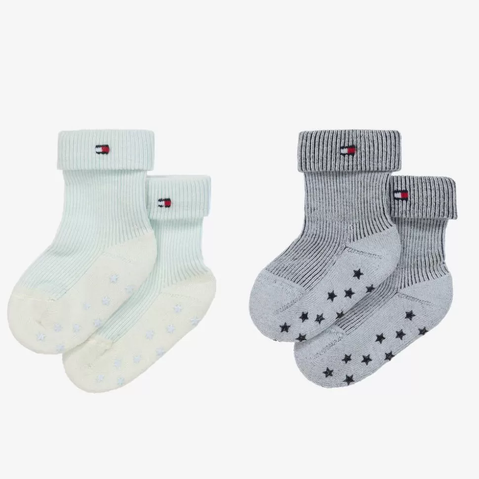 Tommy Hilfiger Blue Ribbed Cotton Baby Socks (2 Pack)^BOY Socks | Socks