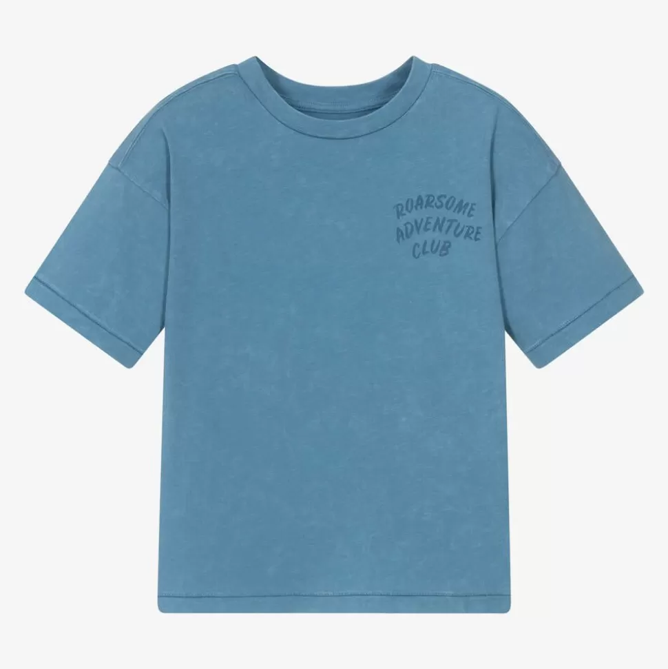 Roarsome Blue Shark Organic Cotton T-Shirt^ Tops