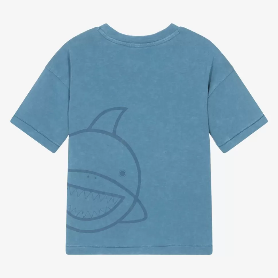 Roarsome Blue Shark Organic Cotton T-Shirt^ Tops