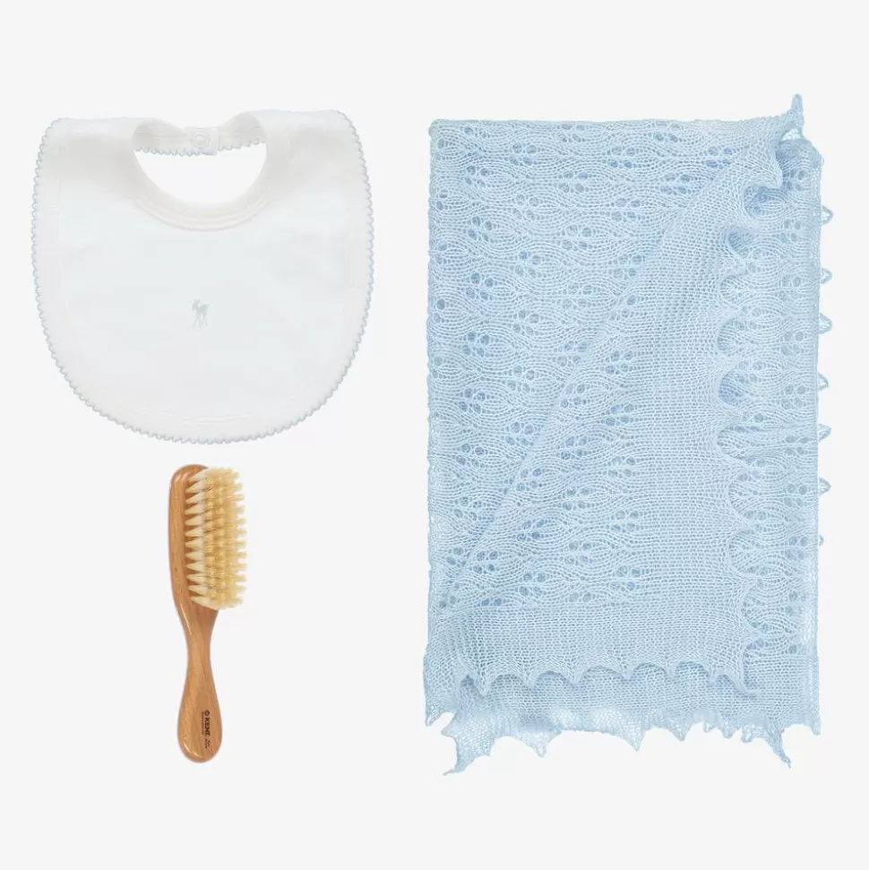 G.H.Hurt amp; Son Blue Shawl & Bib Baby Gift Set^ Gifts