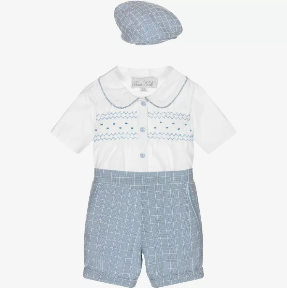 Beau KiD Blue Smocked Baby Shorts Set^ Outfit Sets