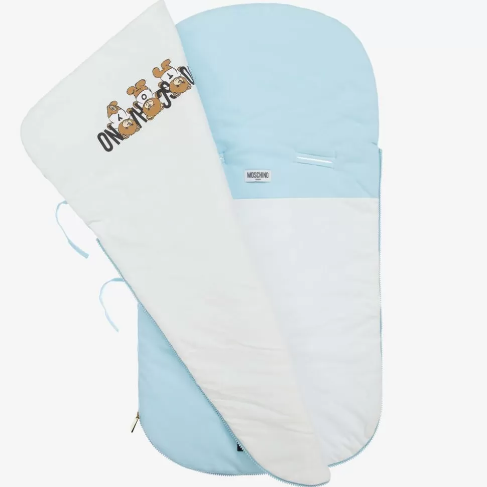 Moschino Baby Blue Teddy Bear Logo Cotton Baby Nest (80cm)^ Gifts