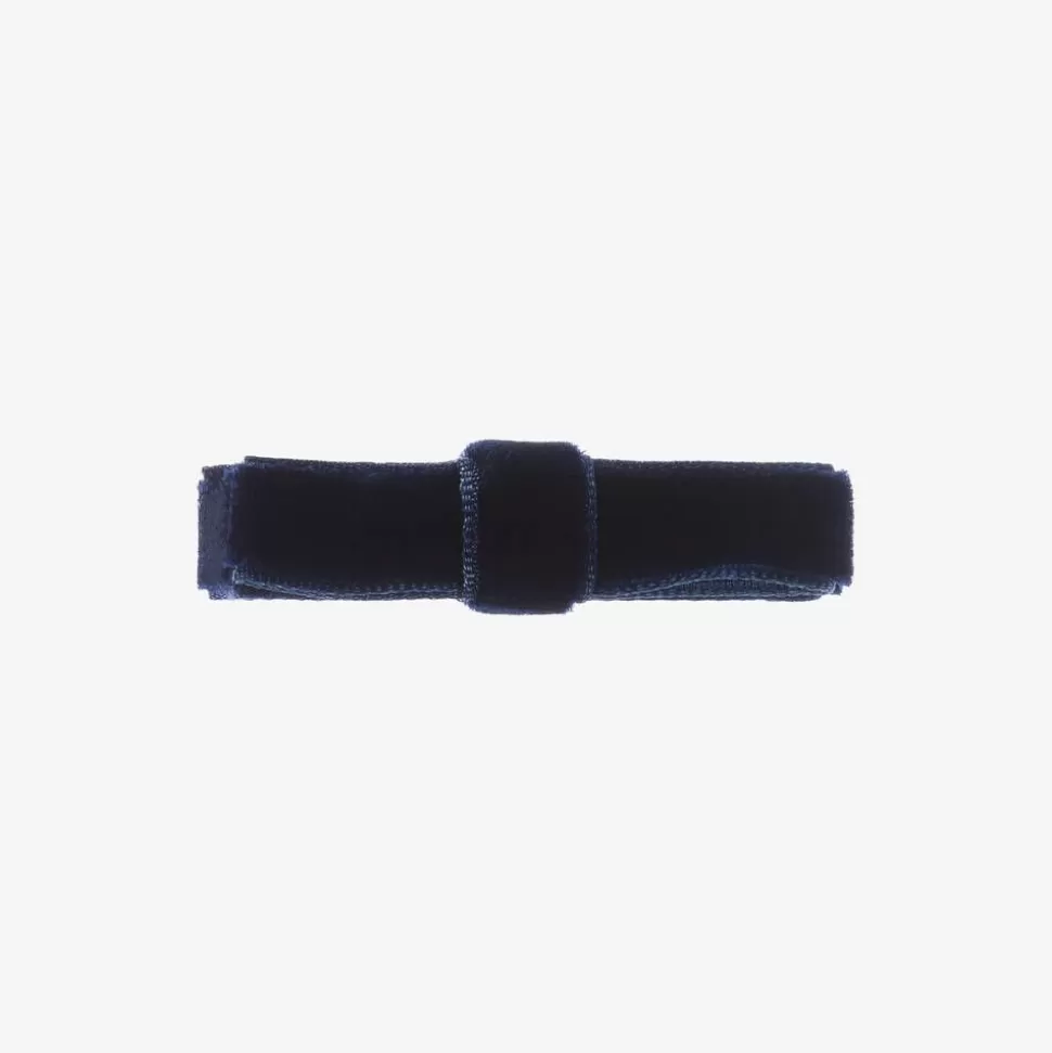 Peach Ribbons Blue Velvet Bow Clip (4.5cm)^ Hair Accessories