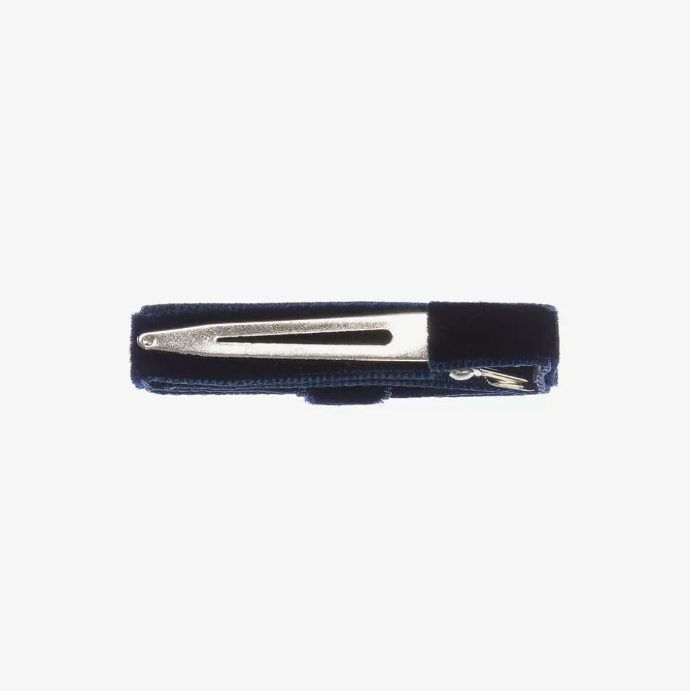 Peach Ribbons Blue Velvet Bow Clip (4.5cm)^ Hair Accessories