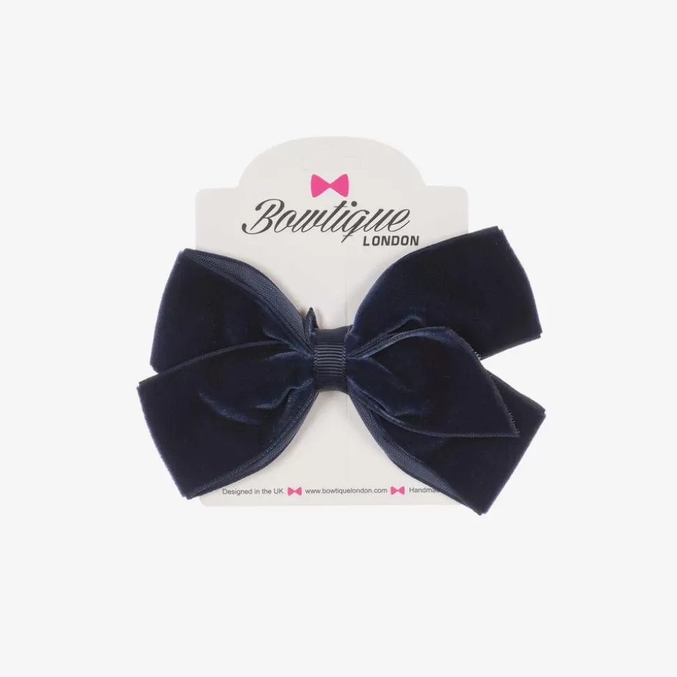 Bowtique London Blue Velvet Bow Hair Clip (11cm)^ Hair Accessories
