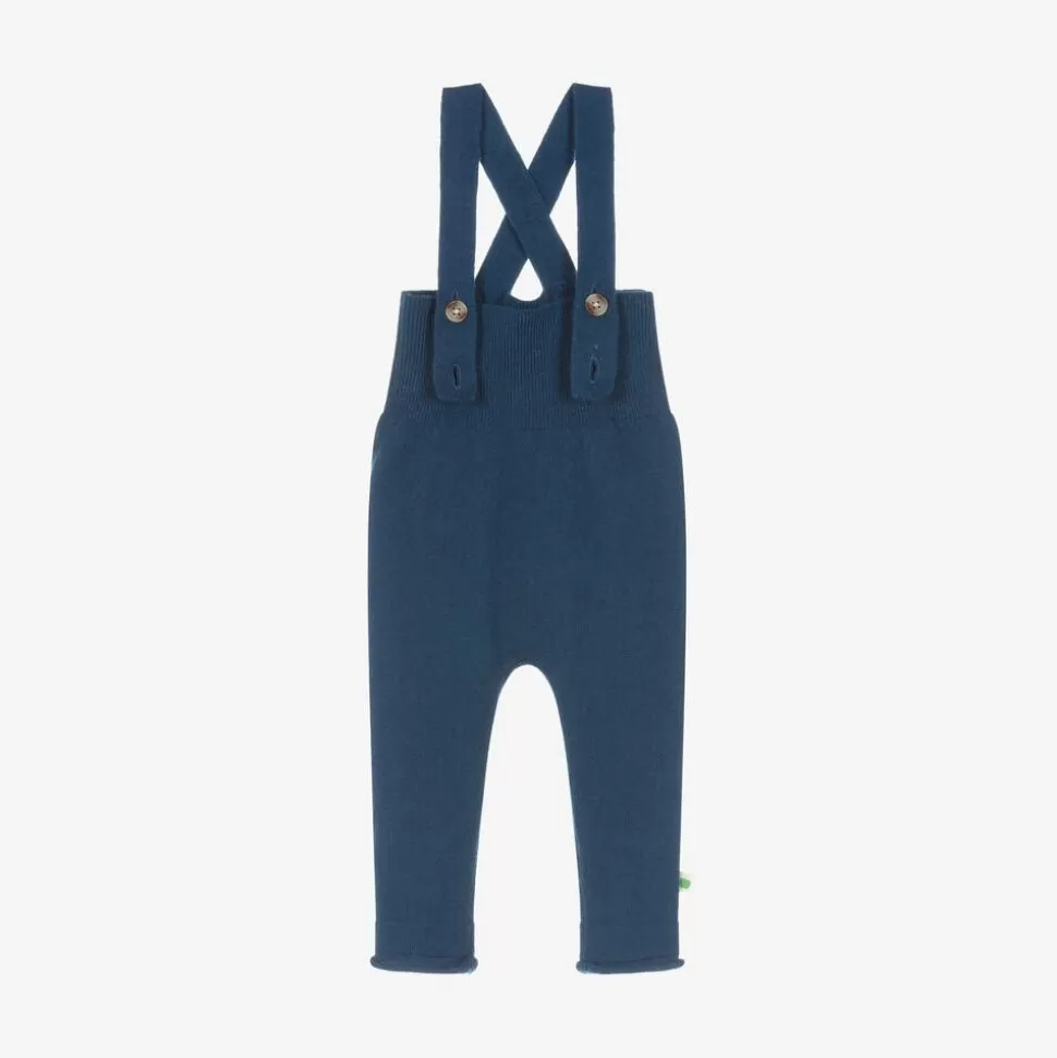 The Bonniemob Blue Wool & Organic Cotton Knit Dungarees^BOY Trousers | Trousers