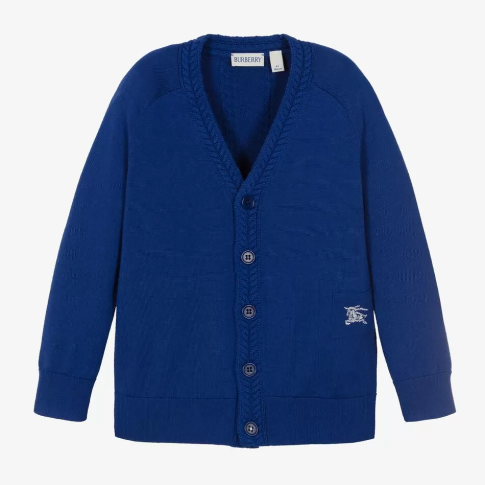 Burberry Blue Wool Knit EKD Cardigan^ Tops