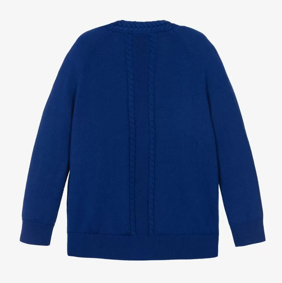 Burberry Blue Wool Knit EKD Cardigan^ Tops