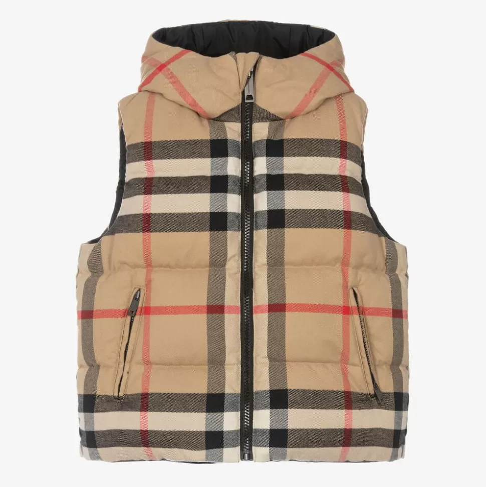 Burberry Boys Archive Beige Reversible Down Gilet^BOY Coats & Jackets