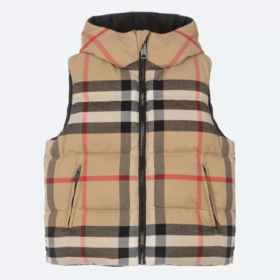 Burberry Boys Archive Beige Reversible Down Gilet^BOY Coats & Jackets